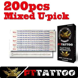 200 PRE STERILED TATTOO NEEDLES ASSORTED MIXED SIZES  