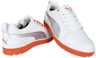 NEW PUMA Rickie Fowler HC Lux LE White/Orange Spikeless Golf Shoes 