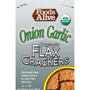 pack Onion Garlic Organic Flax Crackers