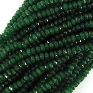  4mm faceted emerald green jade rondelle beads 8 strand 