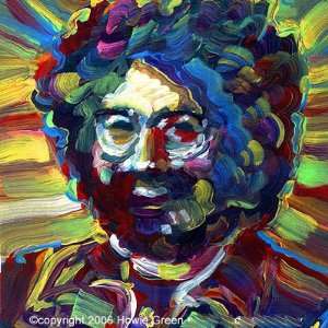 Jerry Garcia   Portrait embellished digital print on canvas  