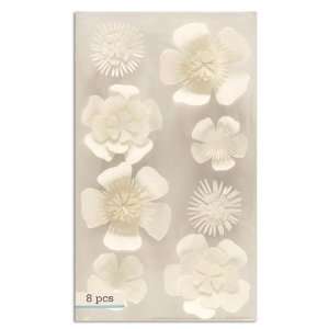  Martha Stewart Crafts 3 Dimensional Stickers Flowers White 