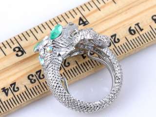   Emerald Green Eye Clear Crystal Rhinestone Body Snake Coil Wrap Ring
