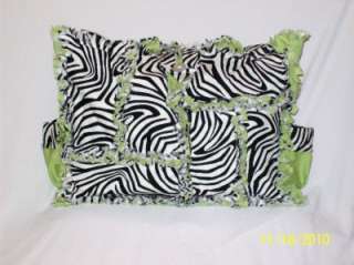 Lime Green Black Zebra Rag Quilt Diaper Bag Tote  