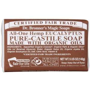  Dr. Bronners Organic Pure Castile Bar Soap, Eucalyptus, 5 
