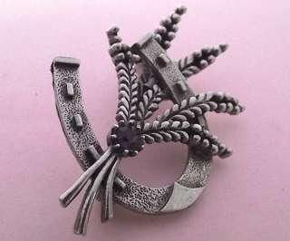 VINTAGE WEDDING GIFT LUCKY HORSESHOE SILVER BROOCH PIN  