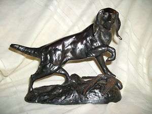 Bronze hunting dog bird dog pointer statue figure  