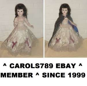 Vintage 21 hard plastic Snow White Doll Gown Blue velvet cape front 