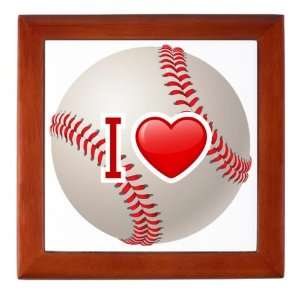  Keepsake Box Mahogany I Love Baseball 