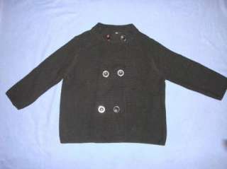 Pow Wow Womens Black Pea Coat Style Sweater Sz M  