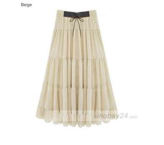 C92006 High Quality Womens Chiffon Pleated Long Skirt  