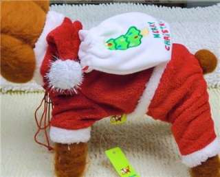 Christmas Fleece Dog Apparel Jumpsuit Coat Red Santa Claus Size XS S M 