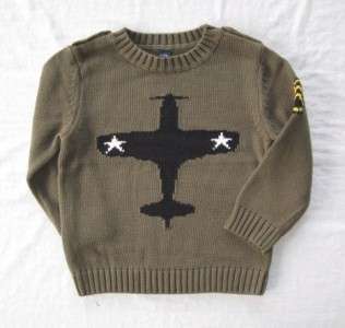 NWT Baby Gap Boys Aviator Airplane Military Sweater 2 3 4 5 NEW  