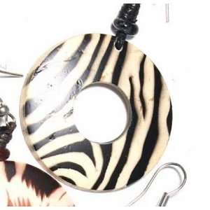 SG Paris Fish Hook Coco Zebra+Circle Noir Et Blanc Earrings Fish Hook 