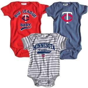  Minnesota Twins 3 Pack Boys Big League Baby Creeper Set by 