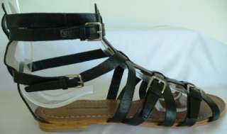   Sandals Black sz7 10.5 Leather Summer Gladiators Shoes RRP$100  