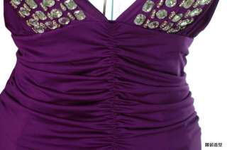   Jewel Deep V neck Strappy Halter Evening Gown Long Dress 4807#  