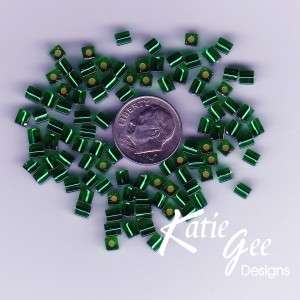 SB 17 ~ Miyuki 4mm Cube Beads ~ Emerald Transparent / Silver Lined 