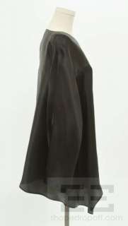 Hino & Malee III Black Silk Long Sleeve Semi Sheer Top Size Small 