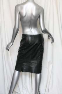 AKRIS Punto +BERGDORF GOODMAN Black Leather Straight Pencil Skirt NEW 