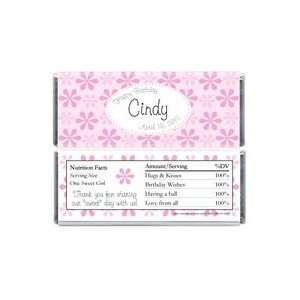 BD213P   Trendy Flowers Birthday Candy Bar Wrappers  