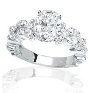  1.45 Carat Prong set Marquise And Baguette Ring Jewelry