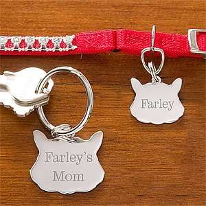  Personalized Cat Name Tag & Keychain Set