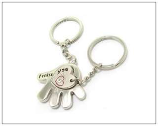 Heart Palm Pair Lovers Couple Key Chain Ring Keyring  