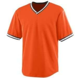  Wicking V Neck Baseball Jersey Orange/Black/White Medium 