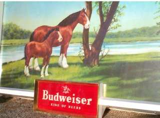 Vintage Old Budweiser Beer Logo Advertising Light Farm Sign w 
