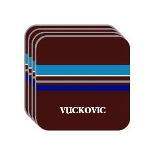 Personal Name Gift   VUCKOVIC Set of 4 Mini Mousepad Coasters (blue 