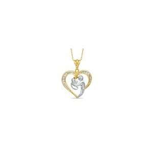    Shaped Motherly Love Pendant in 10K Two Tone Gold fashion Jewelry