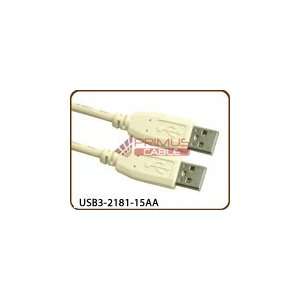  USB 2.0 Cable, 15 Foot, Hi Speed 480 Mhz, A M/A M Ivory 