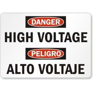  Danger High Voltage (Bilingual) Plastic Sign, 14 x 10 