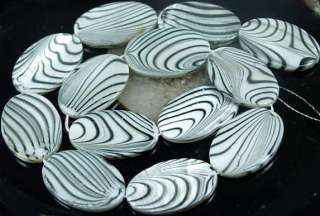 30x20mm Zebra Mother Of Pearl Oval Beads 15.5  