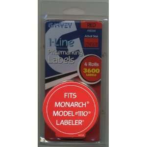   LABELS, 3600 COUNT, RED, MONARCH MODEL #1110