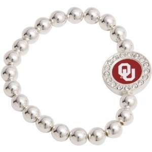  Oklahoma Sooners Round Crystal Beaded Stretch Bracelet 