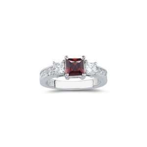  1.50 Cts Diamond & 1.50 Cts Garnet Ring in 18K White Gold 