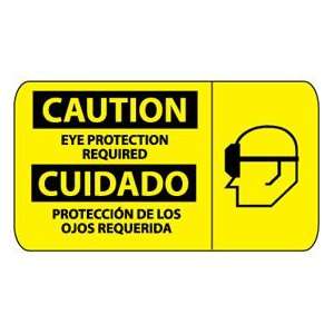 Bilingual Vinyl Sign   Caution Eye Protection Required  