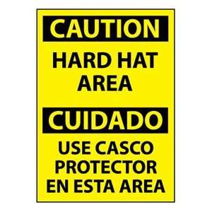 Bilingual Aluminum Sign   Caution Hard Hat Area  