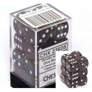  Smoke 6 Sided 16mm Dice Block (12 Dice) Toys & Games