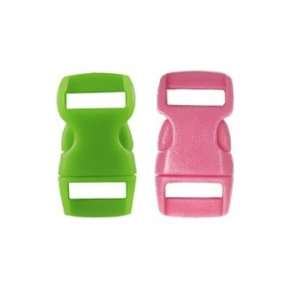 Mix of 100 Green & Pink 3/8 Buckles (50 Green/50 Pink) , Contoured 