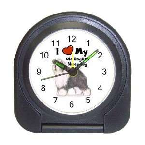  I Love My Old English Sheepdog Travel Alarm Clock