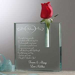  Day Personalized Glass Bud Vase   I Cherish You