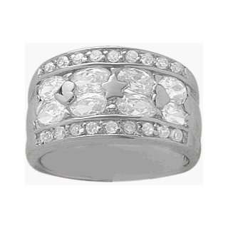  Genuine Sterling Silver 26 Cubic Zirconia Ring   6 