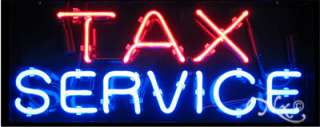 Neon Sign TAX SERVICE 10 X 24 X 3 12174 open led e file,refunds 