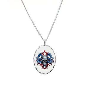  Necklace Oval Charm Skull With Dragons Artsmith Inc 