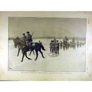   1903 Swiss Army Ice Traction Horses Skis French Print