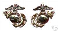 US Marine Corps Staff Officer Uniform Collar Badge Rank Insignia Gold 