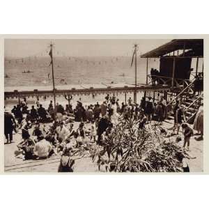  1928 Playa Beach Swimming Barcelona Spain Photogravure 